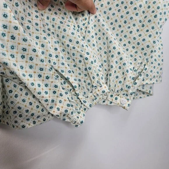 Universal Threads Womens Teal Floral Long Sleeve Tie Front Blouse Size Large - Picture 6 of 14